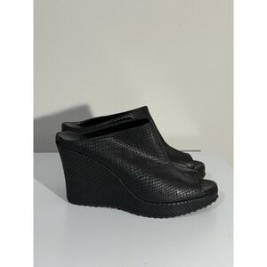 CORDANI Italy Black Faux Reptile Peep Toe Wedge Sz 40 US 9 Event Designer Luxury